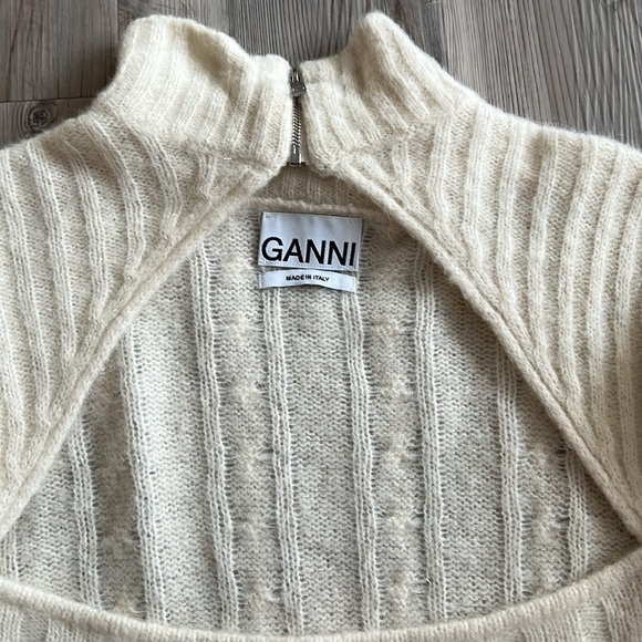 GANNI Cable Knit Keyhole Alpaca Sweater - Picture 5 of 5
